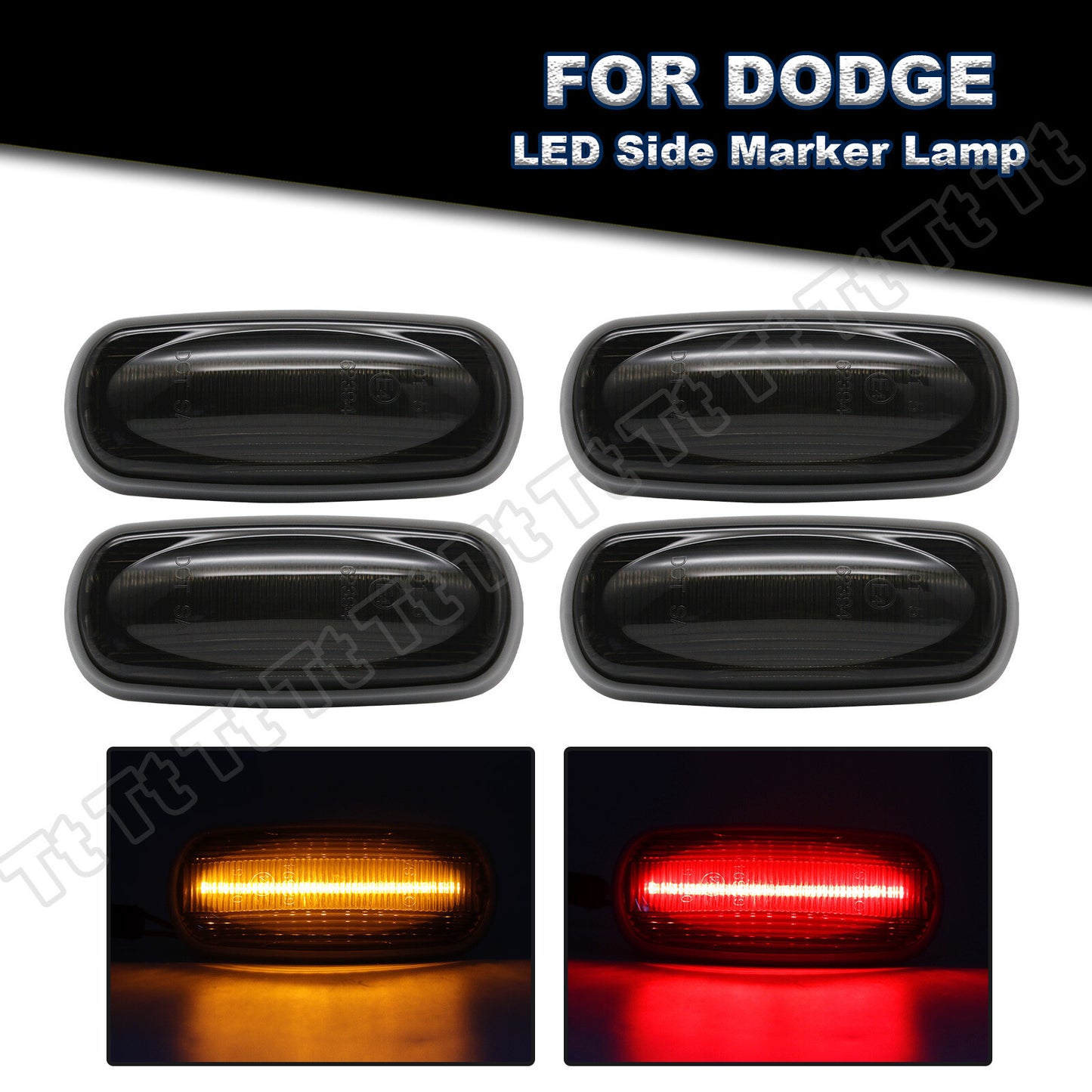 Suitable for 03-09 for Dodge for Ram 3500 2500 Twin Head LED Mudguard Side Marker Lights (Smoke 4X)
