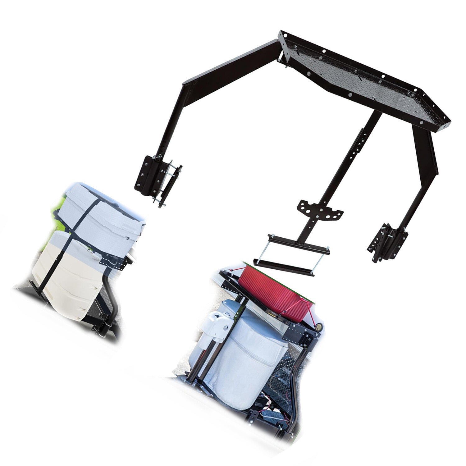 Black Trailer Tray Portable Frame Cargo Carrier Fits for Outdoor UP TO 400 LBS