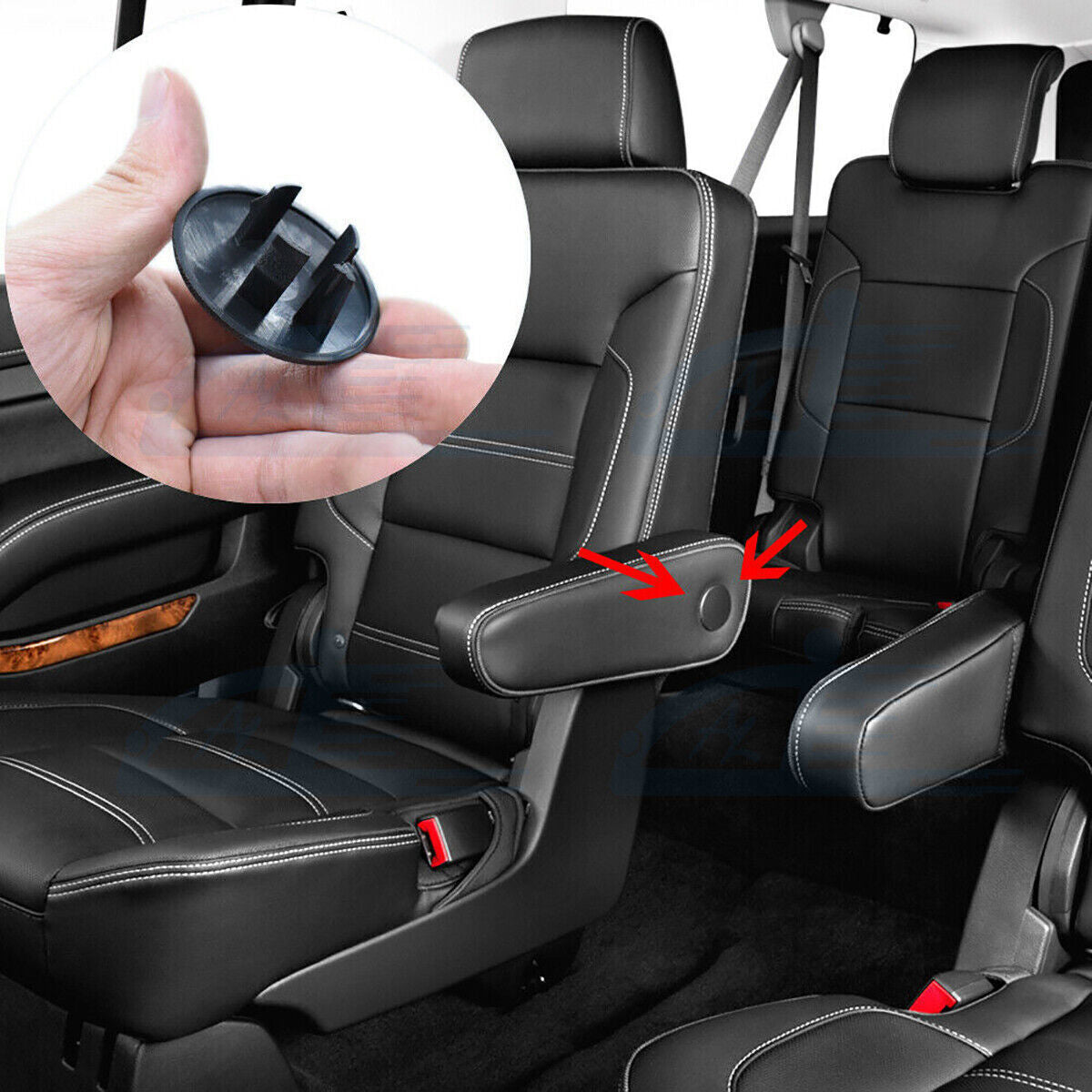 2x Black Rear for Seat Armrest Bolt Cover Cap For 2007-2018 for Chevy Suburban for GMC for Yukon