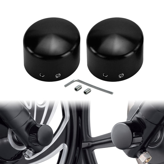 Black Front Axle Cap Nut Covers Fits for Harley Road Street Glide Softail Dyna