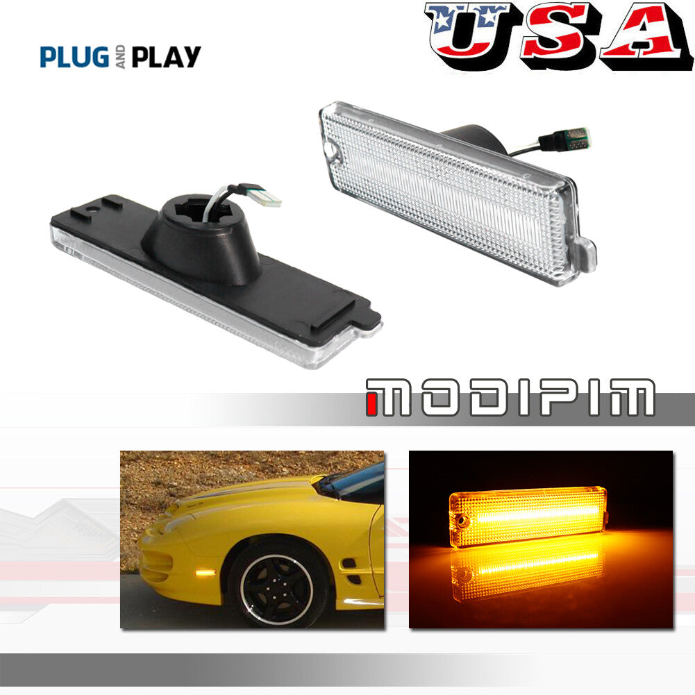 Transparent amber LED front fender side marker light kit for 1998-2002 for Pontiac Firebird