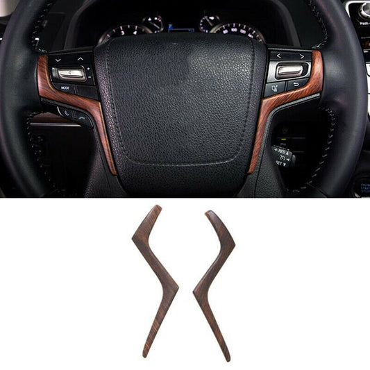 Wood Grain 2X Car Steering Wheel Decor Cover Trim for Toyota Prado Fj150 2018-21