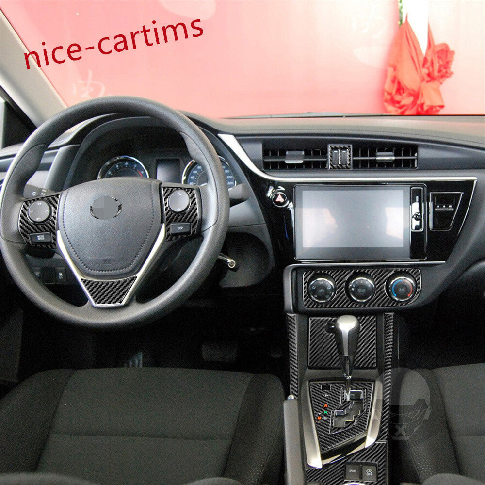 15Pcs Central Control Gear Shift Set Trim For Toyot@ for Corolla 2014-18Carbon Fiber