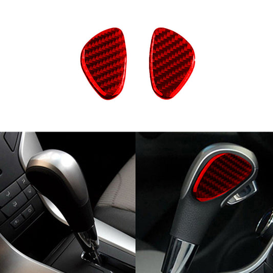2Pcs Red Carbon Fiber Gear Shift Knob Cover Trim for Chevrolet for Cruze 2009-2015