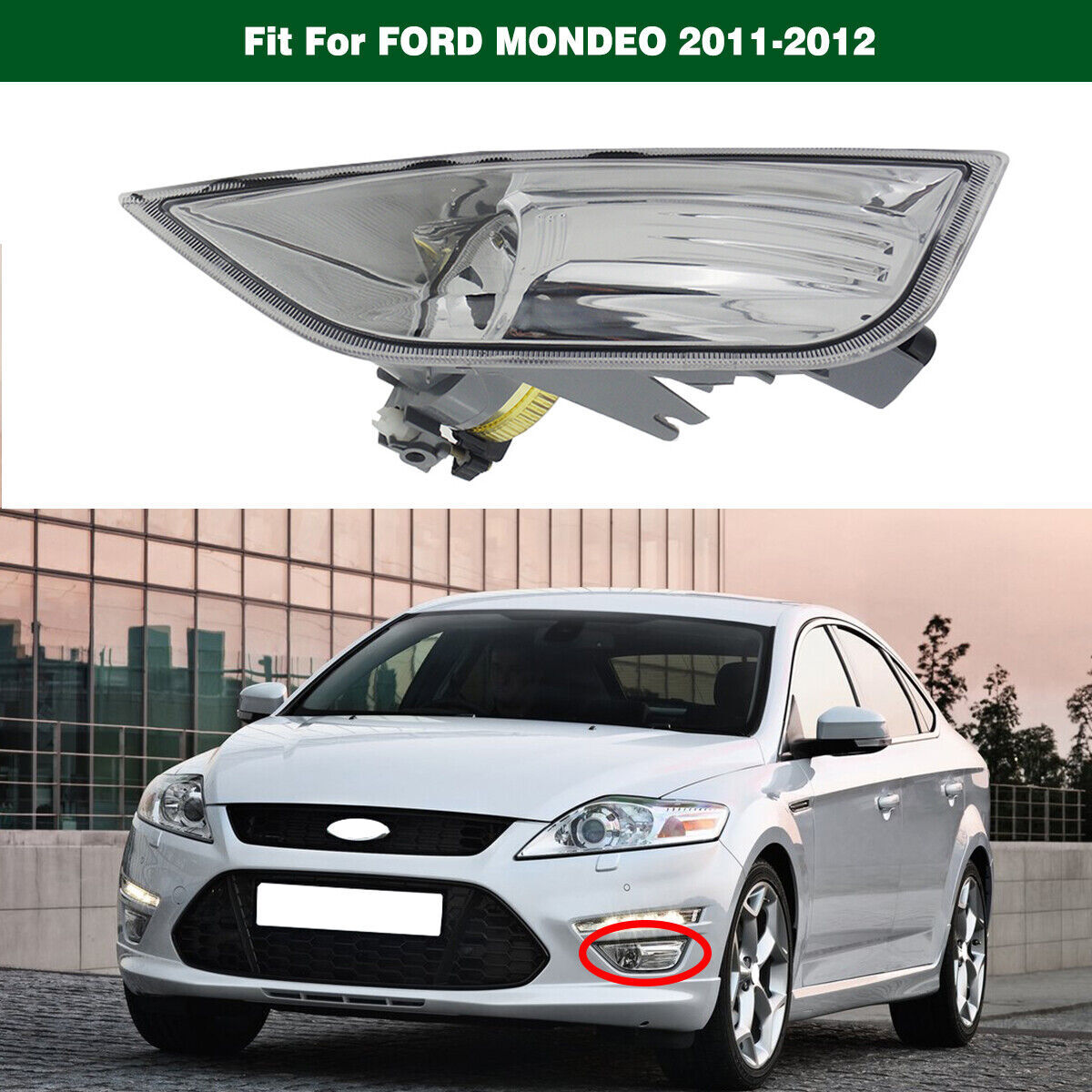 1Pcs ABS Front Fog Light Lamp Clear Lens Left Fit for Ford Mondeo MK4 2011-2012