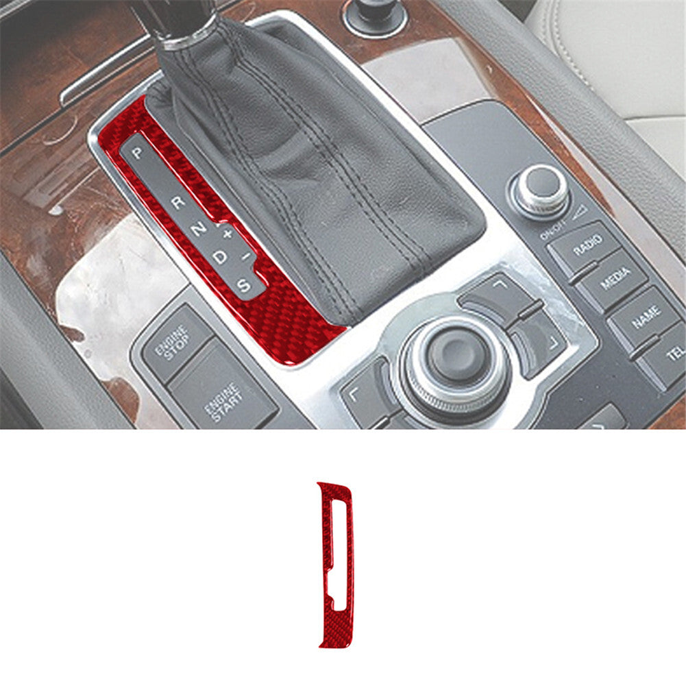 Red Carbon Fiber Gear Shift Panel Sticker Cover Trim for Audi Q7 2007-2015