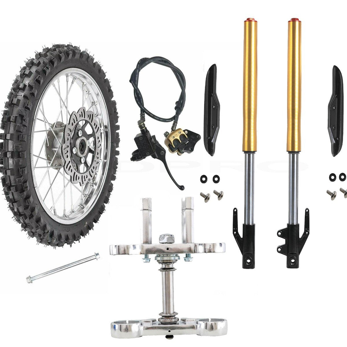 Fork assembly + 14-inch wheels 60/100-14 for mini pit cross-country bikes CRF50 110CC 125