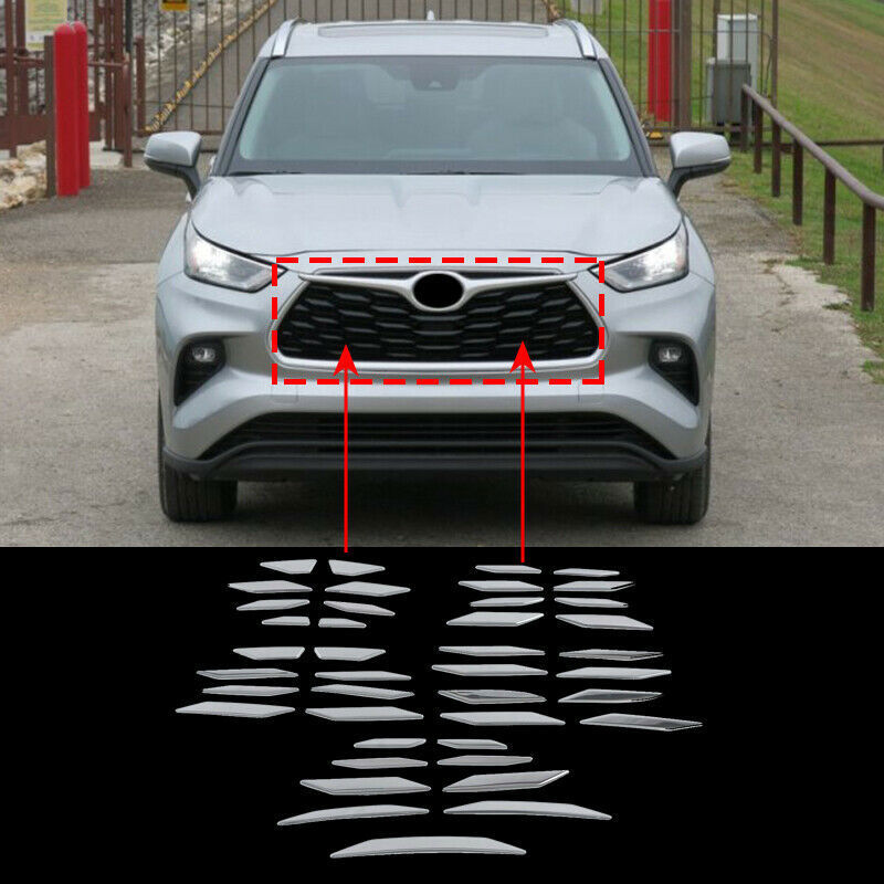 for Toyota Highlander 2020-2023 Chrome Stainless Front Bumper Grille Decal Trim