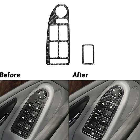2x Front Door Window Control Button Cover Carbon Fiber for BMW M5 E39 1998-2003