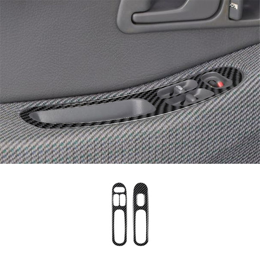 2x Carbon Fiber Window Lift Panel Cover Trim for Honda for Civic 1992-1995 2DR