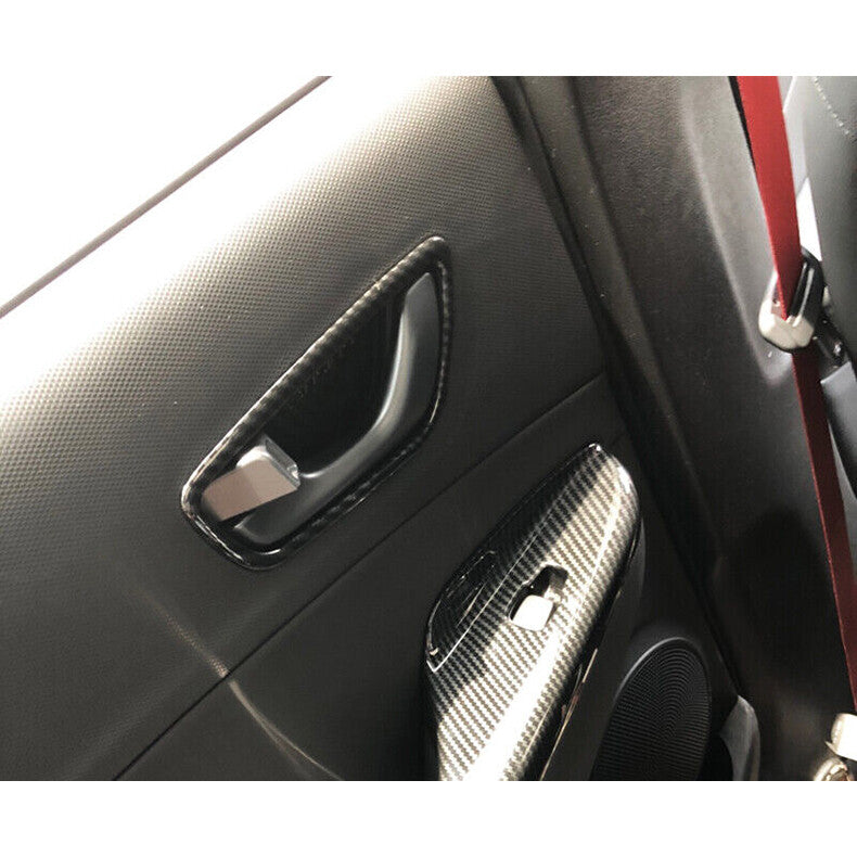 for Hyundai Kona 2018-2022 Carbon Fiber Interior Door Handle frame Cover Trim 4x