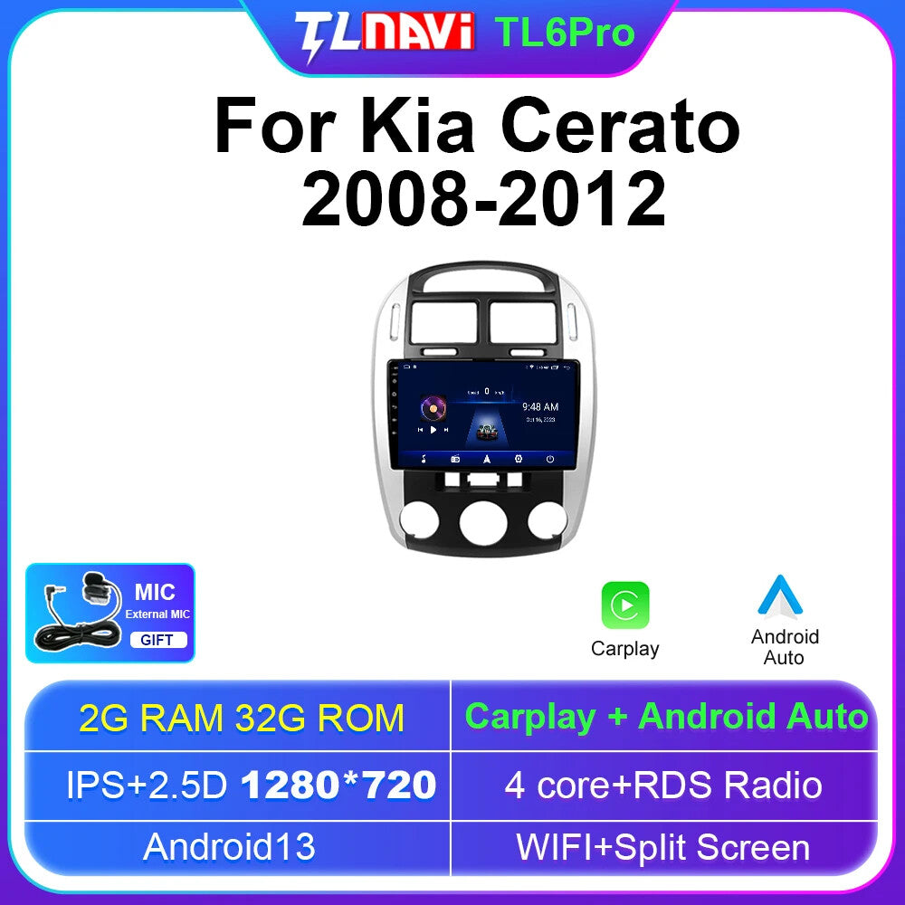 for Kia Cerato 2008-2012 Android Car Radio CarPlay Multimedia GPS Player Screen