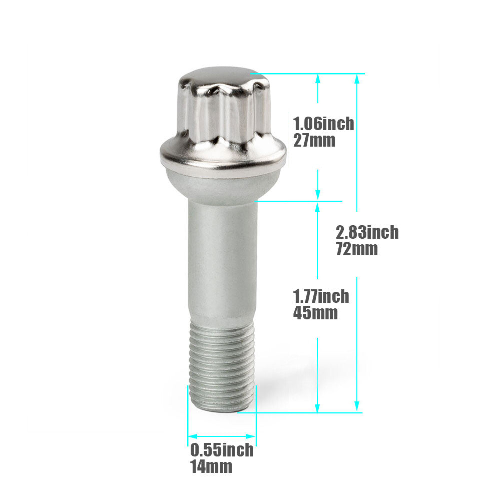 5pcs Lug Bolts Nuts For Chrome for Mercedes-Benz ML550 S500 GLK350 S550 CL500 GL450