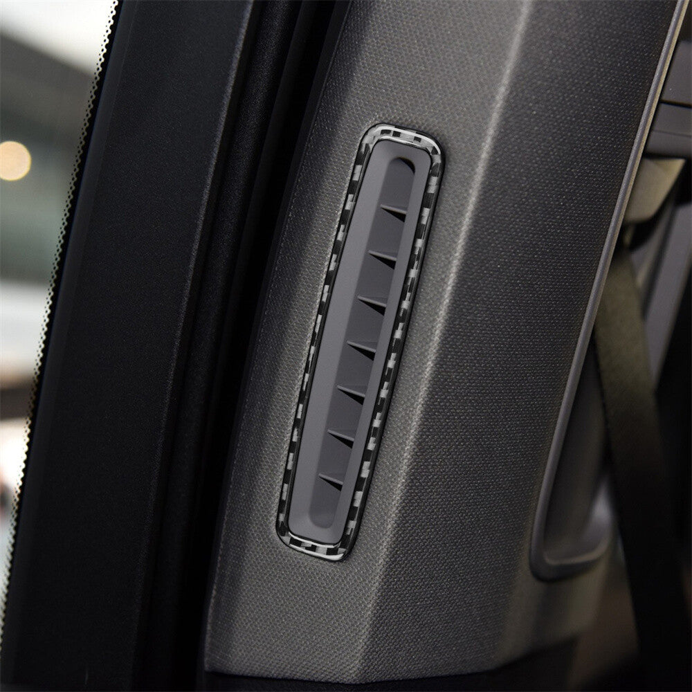 2¡ÁCarbon Fiber B-pillar Air Vent Outlet Ring Trim for Porsche for Panamera 2010-2016