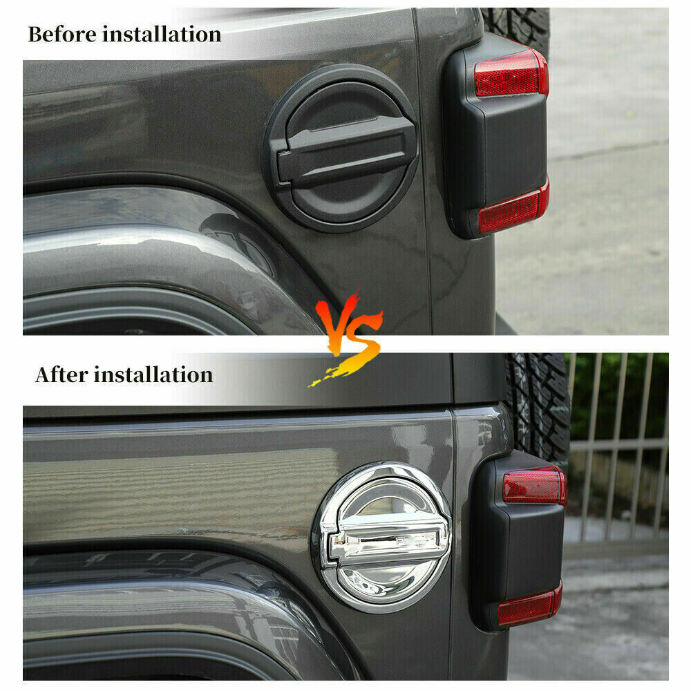 for Jeep for Wrangler JL 2018-2022 Chrome Car Fuel Tank Cap Oil Gas Cover Decor Trim