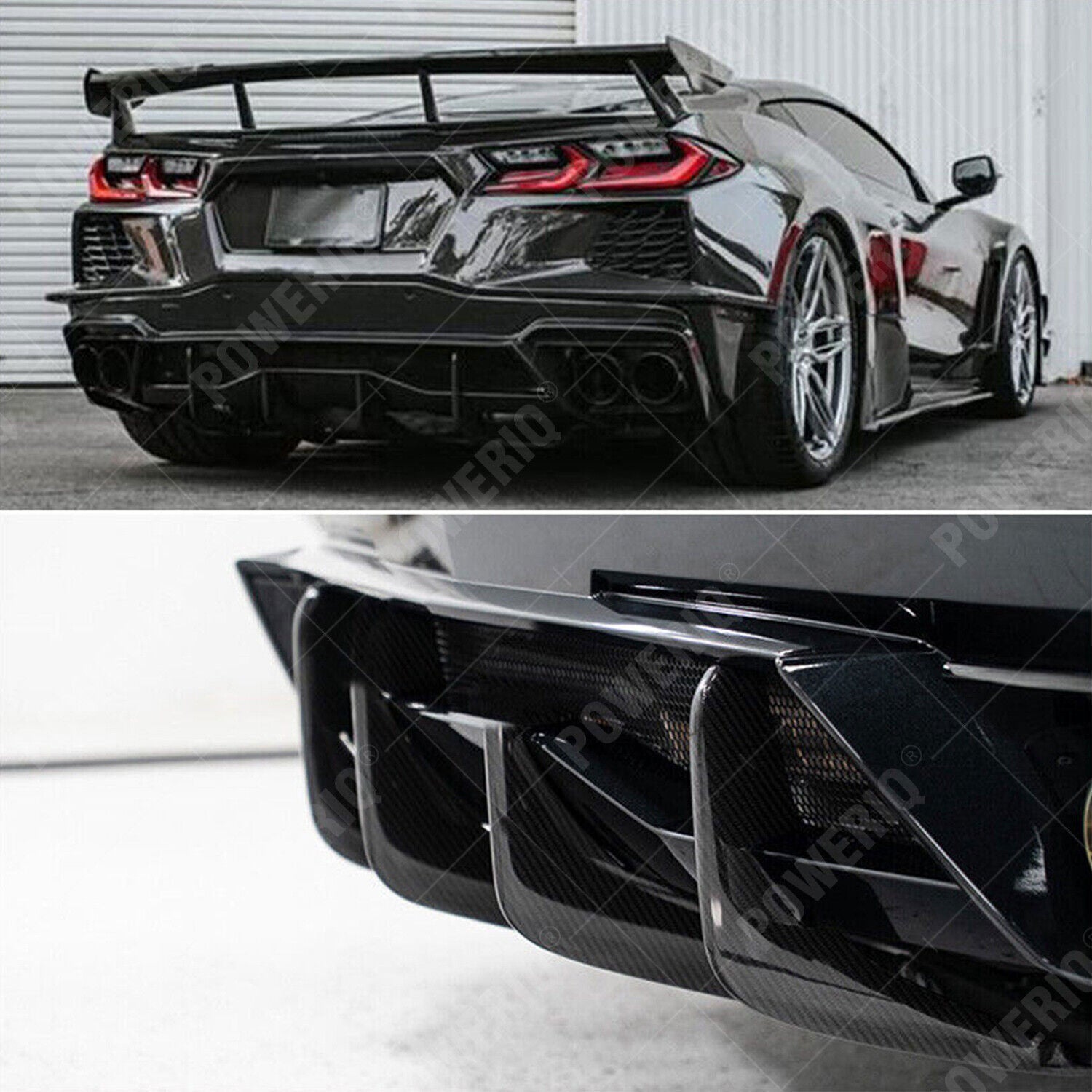 Add-On Carbon Fiber Rear Bumper Diffuser Spoiler for Corvette C8 Z51 20-23 STG 3