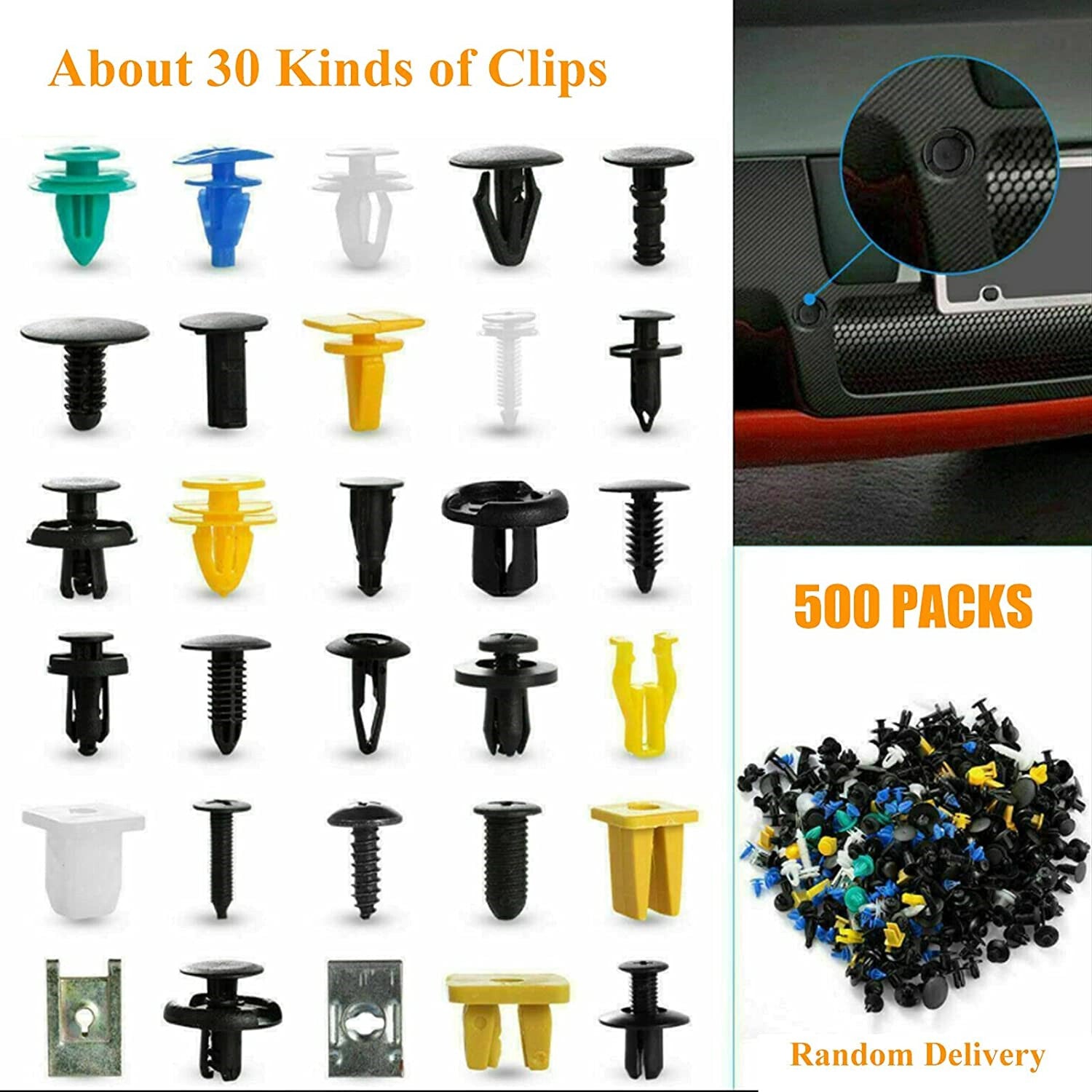 500-piece pack of mixed car fastener clips, car clips, plastic rivets, door panels