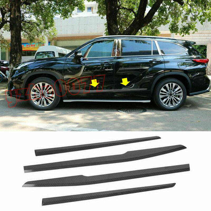 Carbon Fiber Side Door Body Molding Cover Trim for Toyota Highlander 2020-2023