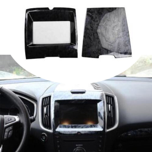 Black Wood Grain Car Middle Console Navigation Panel Trim for Ford Edge 2015-23