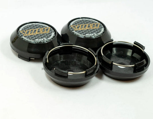 Brand New 4-Piece Set of 64mm Volk Racing Wheel Caps, Wheel Center Caps, Badges, Black TE37