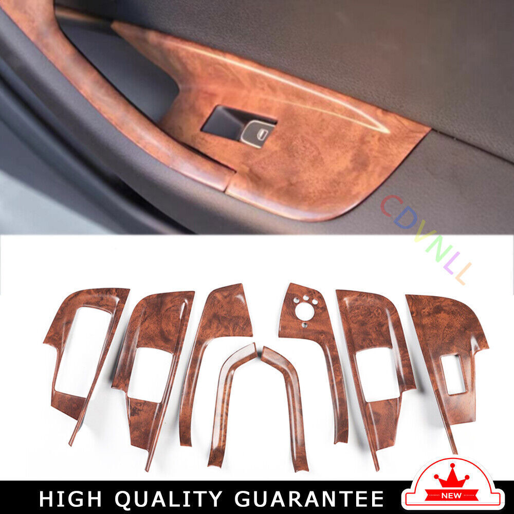 Inner Glass Window Lifting Lock Panel Trim 8X for Audi A6L 2012-2018 Wood Grain