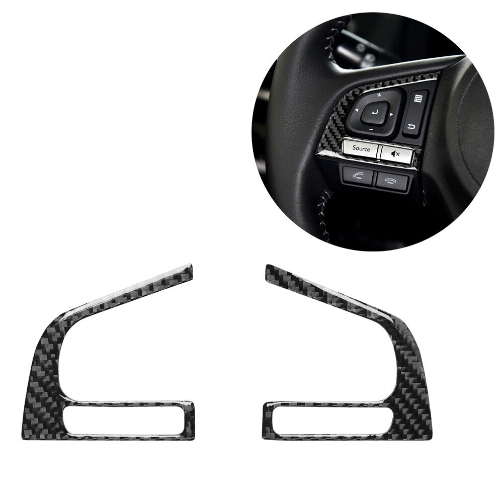 Carbon Fiber Steering Wheel Button Trim Cover for Subaru Forester 2013-2018