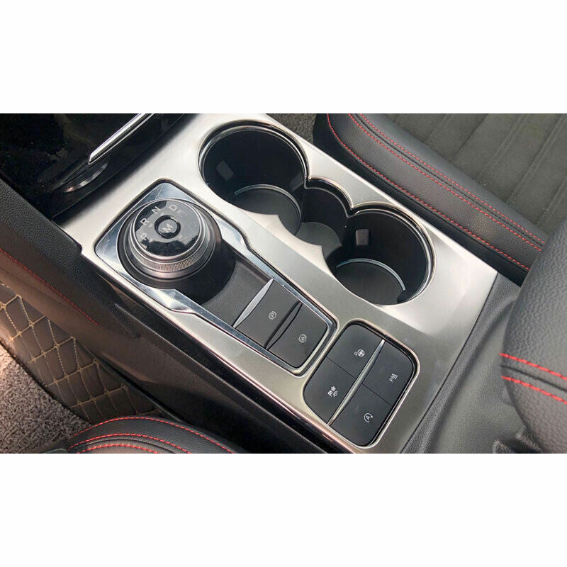 1X Silver Steel Central Console Gear Shift Panel Trim for Ford Escape Kuga 20-22