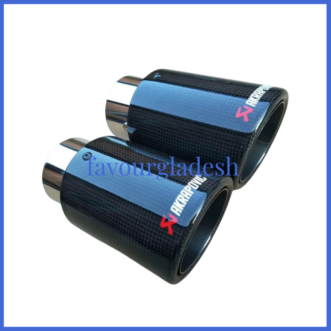2Universal Akrapovic Glossy Carbon Fiber Exhaust Muffler tip Tail pipe 63-101mm