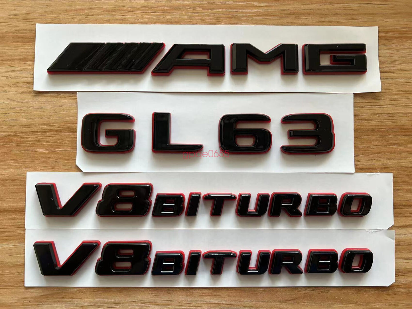 1SET Black RED GL63 AMG V8 BITURBO Emblem Badge Sticker Set For AMG GL