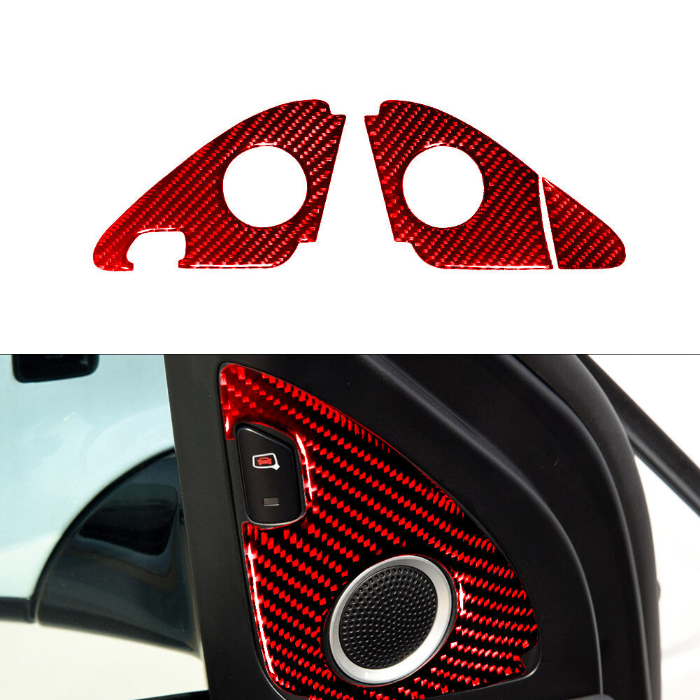 3X Red Carbon Fiber Side Door Horn Trim for Audi Q5 2009-2017