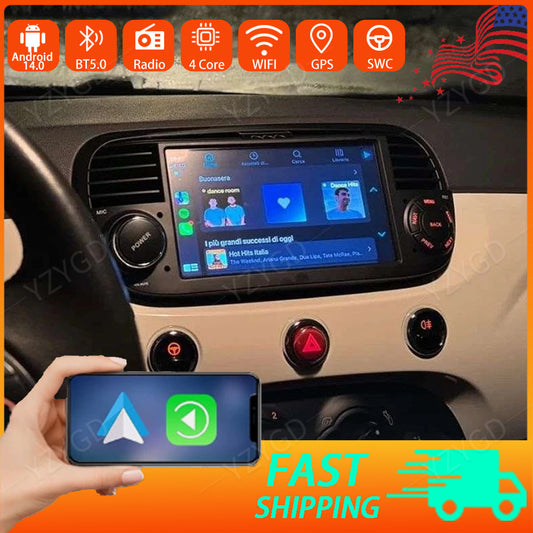 for Fiat 500 2007-2015 2+32G Apple Carplay Android 14 Car Radio Stereo Head Unit