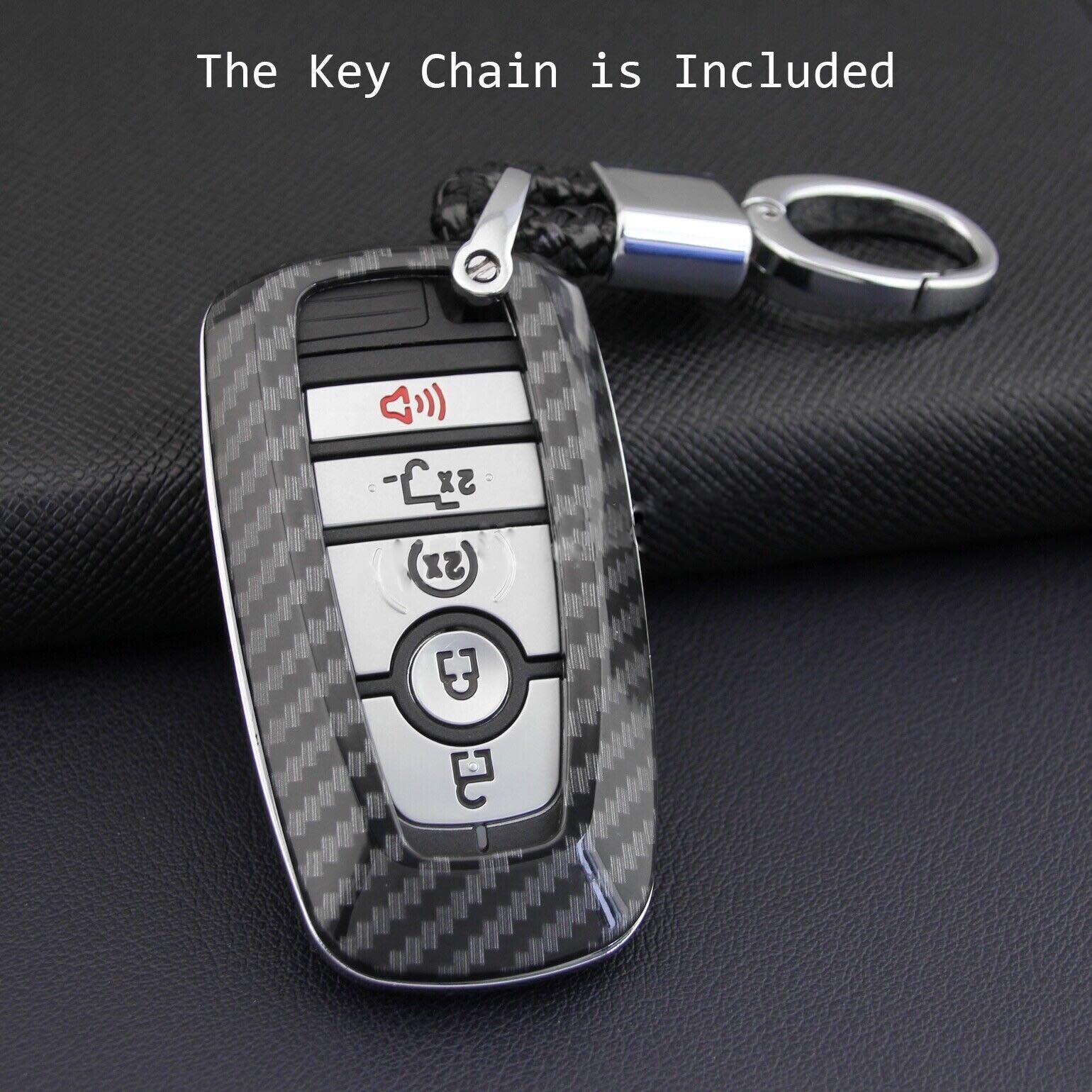 Carbon Fiber for Smart Key Fob Cover Case Chain Ring Accessories for Ford for Lincoln