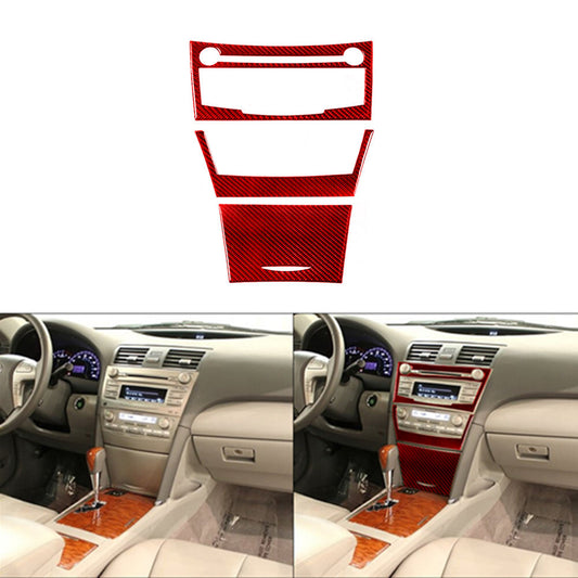 Red Carbon Fiber Digital Dimate Control Cover Trim for Toyota for Camry 2007-2011