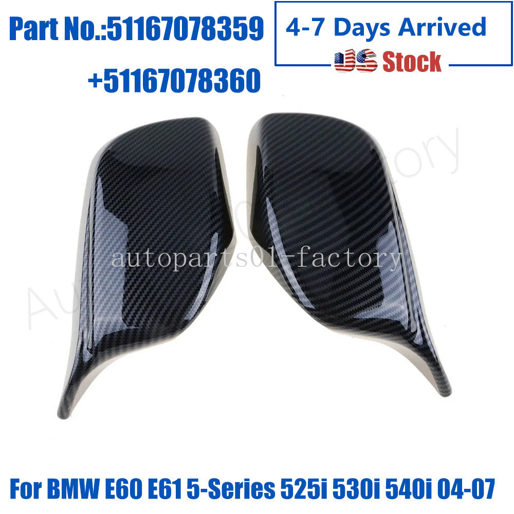 LeftRight Carbon Fiber Side Rearview Mirror Cover Caps for BMW E60 E61 03-2008