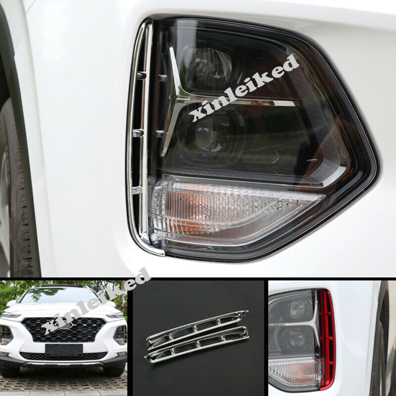 for Hyundai Santa Fe ix45 2019-2021 Chrome Car Front Fog Light Lamp Cover Trim