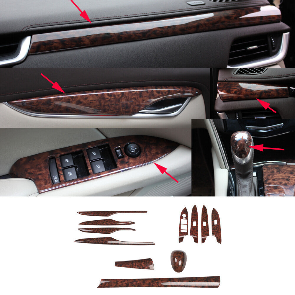 for Cadillac XTS 13-17 Agate Wood Grain Inner Centre Decoration Strip Cover Trim