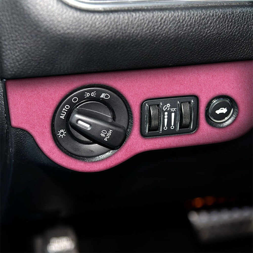 for Dodge for Challenger 2015+ Charger 2010+ Headlight Switch Panel Cover Suede Pink