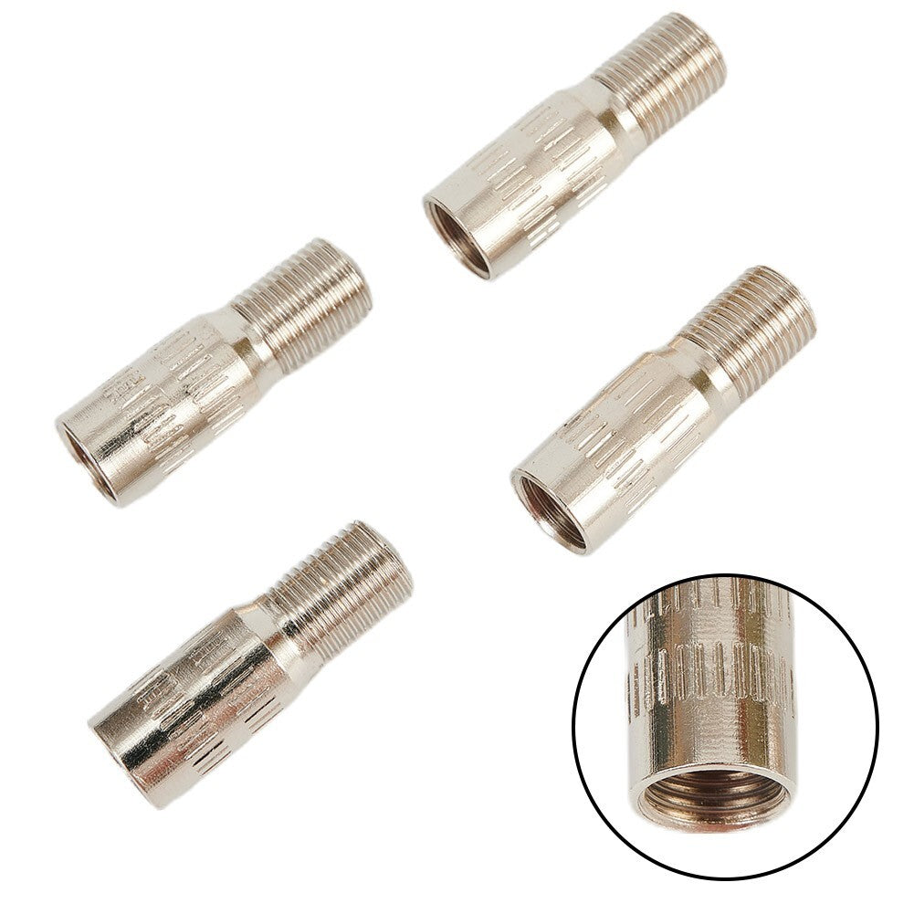 Valve Stem Extensions Brass Cap Car Chrome Extender Screw-On Silver Tone