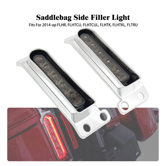 Chrome Saddlebag Filler Support Light Somke Lens for Harley Electra Glide 14-19
