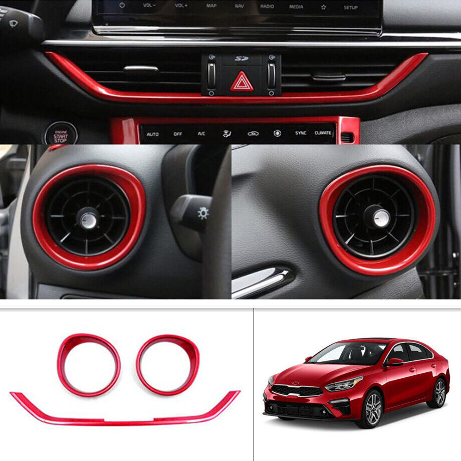 for Kia Forte/K3 2019-2021 Red Dash Middle Console Air Outlet Vent Cover Trims