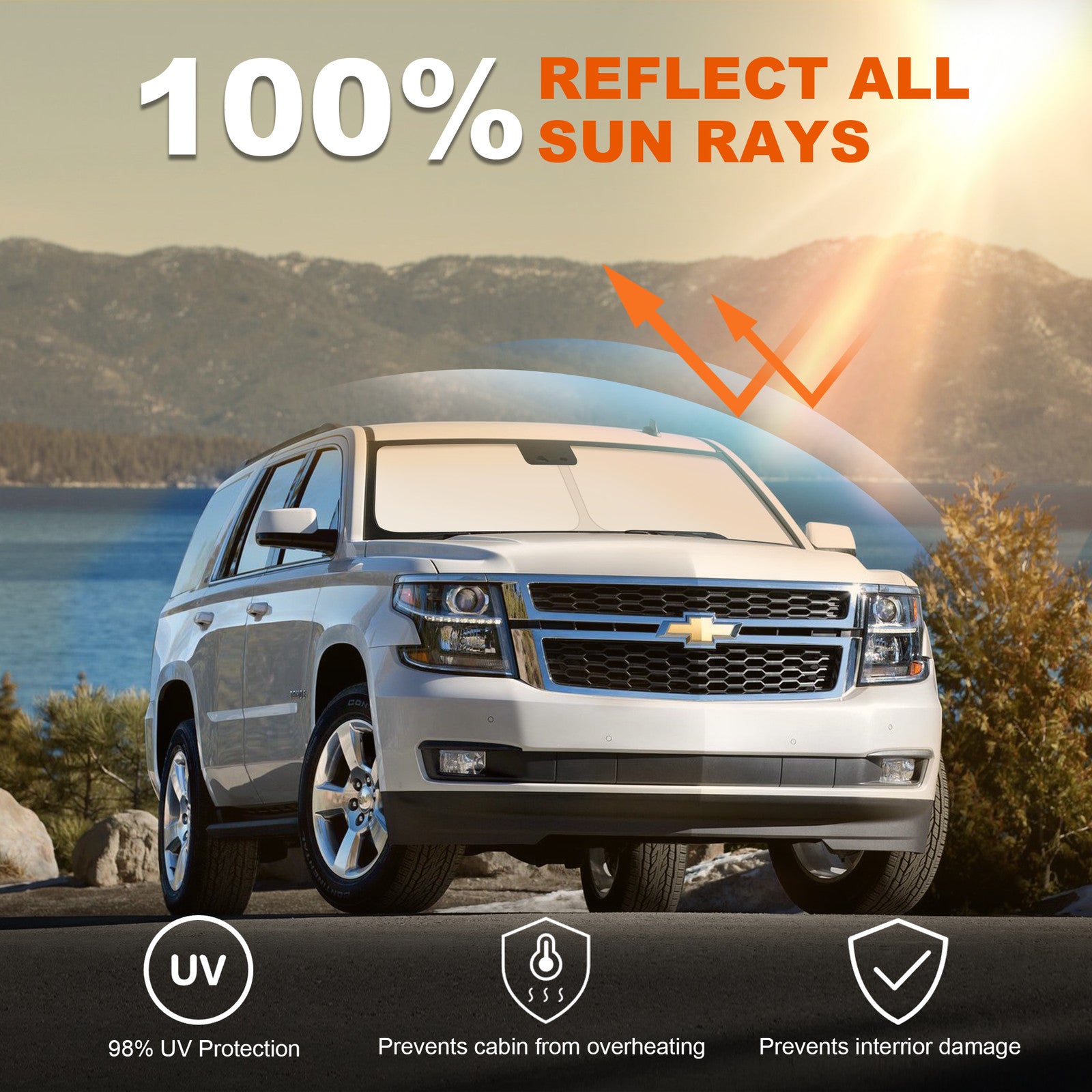 For 2015-2020 for Chevy Tahoe Front Windshield Sun Shade Foldable Heat Block Cover