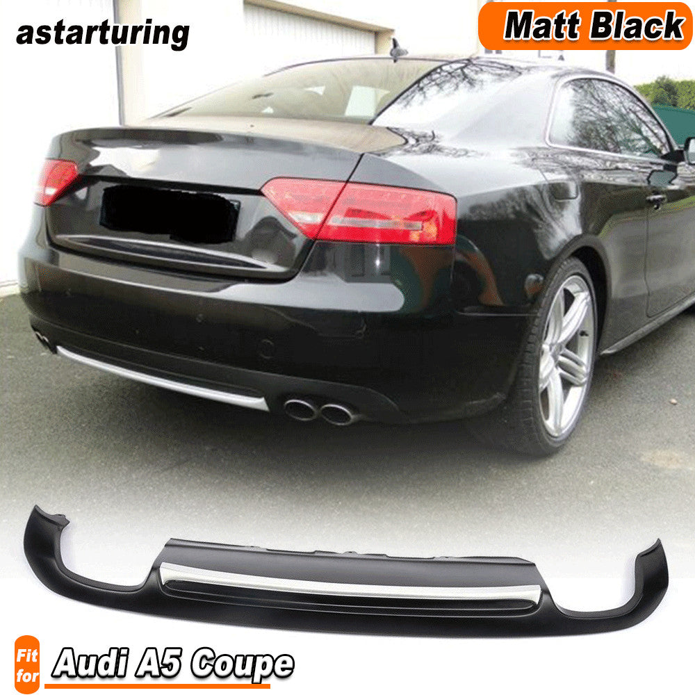 PU Rear Bumper Diffuser Lower Spoiler W/ Silver Strip for Audi A5 Coupe 2009-11