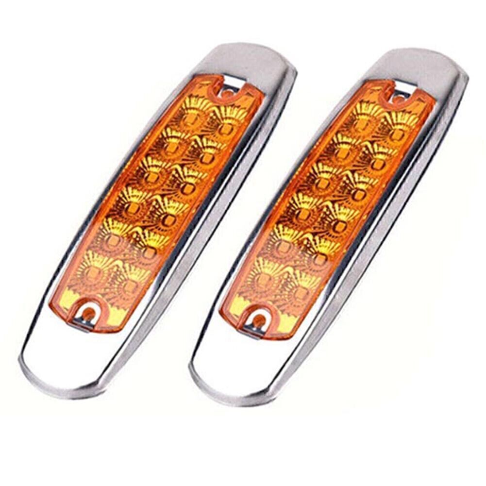 Amber 12LED Sealed Side Marker Clearance Light Fish Shape Trailer Left+Right