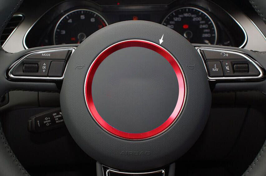 Fit for Audi Q3 2013-2018 Red Aluminum Inner Steering Wheel Ring Molding Trim 1P