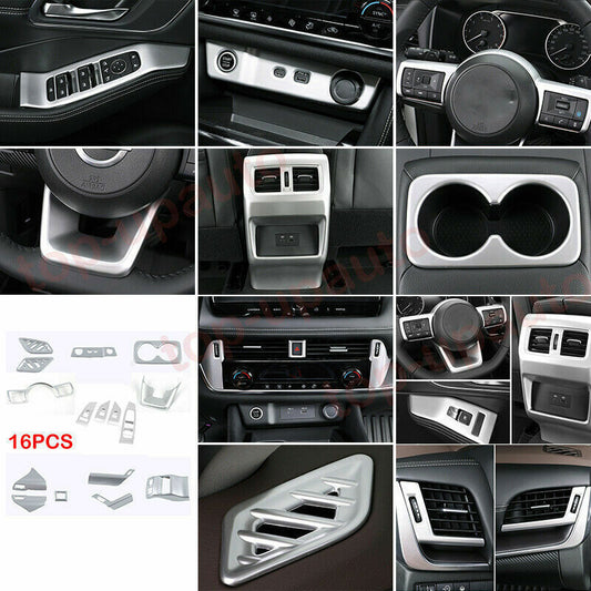 16x for Nissan Rogue 2021-23 Matt Silver Interior Full Accessorie Kit Cover Trim