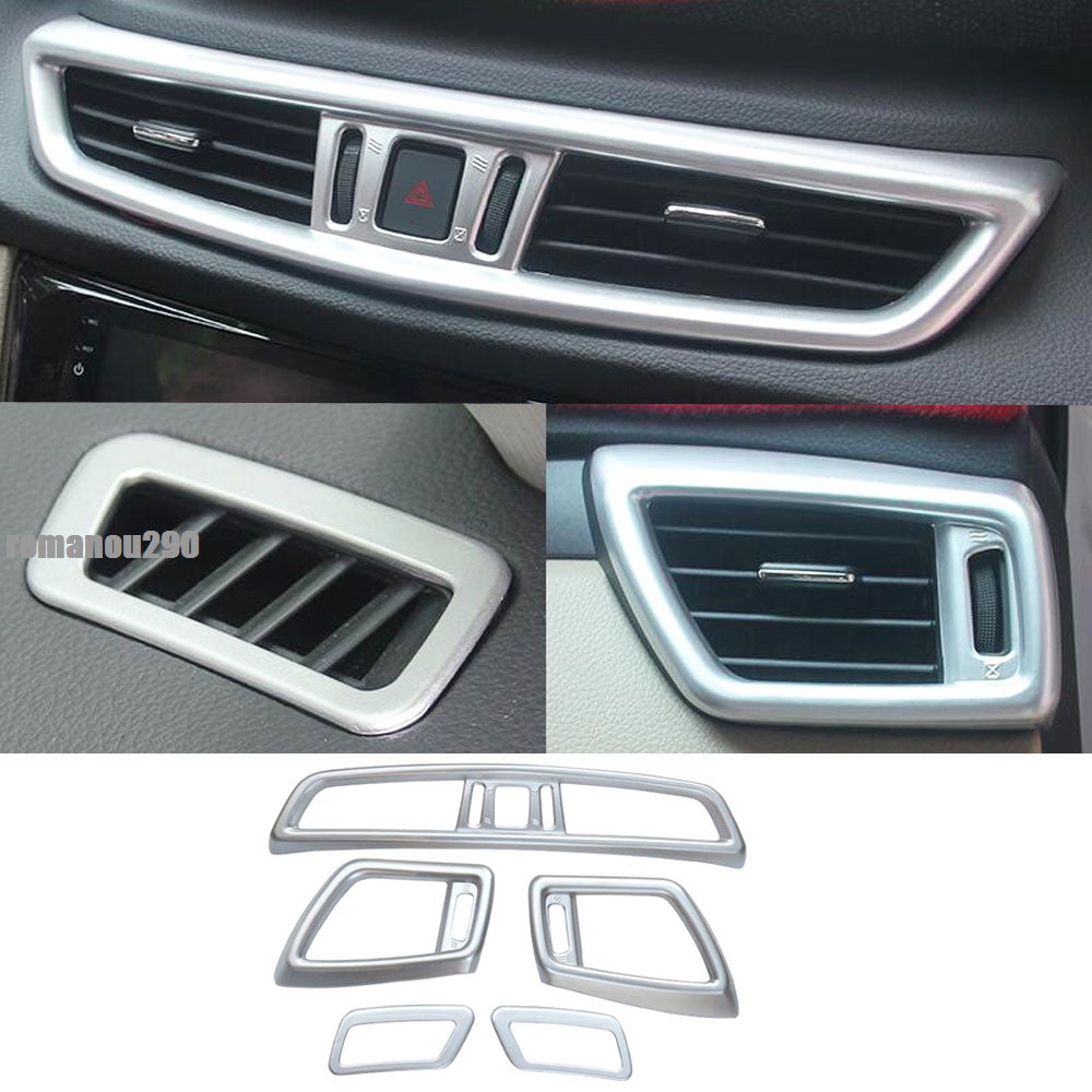 5for Nissan Rogue 2014-2020 ABS Silver Interior Dashboard Air Outlet Cover Trim