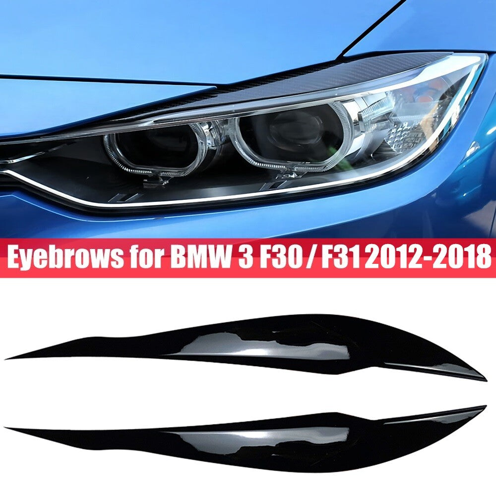 for BMW 3 Series F30 318i 320i 12-18 Black Headlight Eyebrow Eyelid Cover Trim