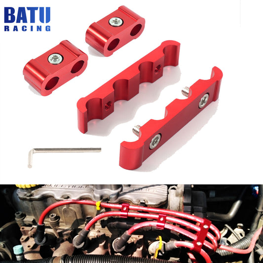 Red 3PCS Engine Spark Plug Wire Separator Divider Clamp Wire Separator Divider
