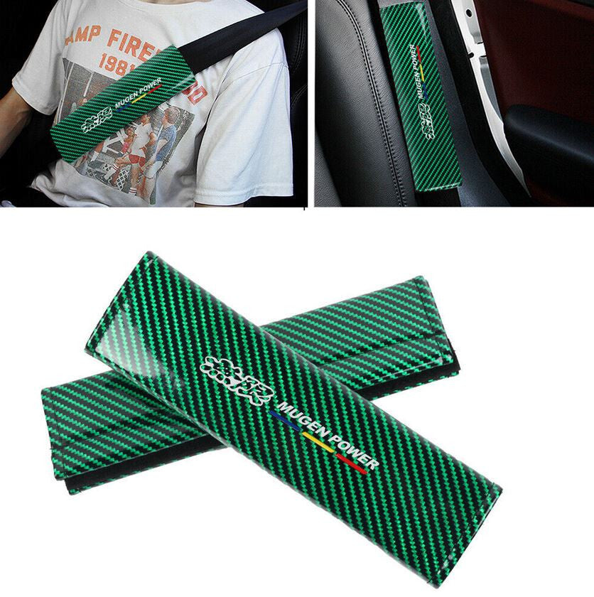 Car seatbelt cover, shoulder strap pad, green carbon Mugen, suitable for Honda for Acura .