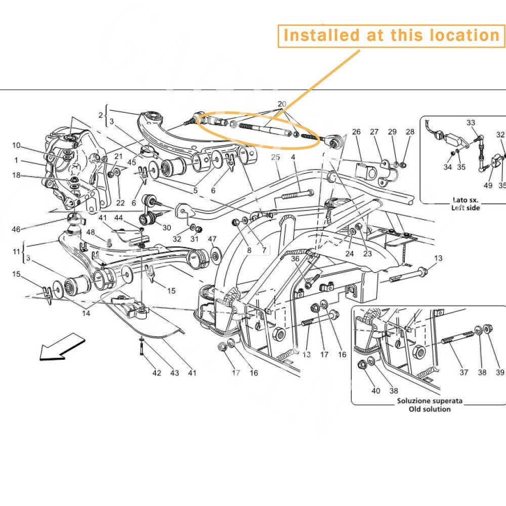 Rear tie bar control arm for Maserati GranTurismo Quattroporte M139. equipment manufacturer: 276636
